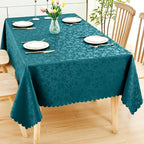Smiry Rectangle Waterproof Heavy Duty Vinyl Tablecloths, 70 x 120 Inch | Wipeable Washable Floral Embossed Table Cover for Kitchen and Dining Room, Indoor & Outdoor Use, Emerald Green