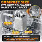 Dishwasher Chopstick Basket – 2.87" x 2.87" x 4" Stainless Steel Utensil Holder, Rust-Resistance Chopstick Holder for Dishwasher Basket – Hanging Caddy for Organizing Chopsticks, Straws and Teaspoons