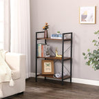 BEWISHOME 3 Tier Bookshelf, Rustic Small Book Shelf for Small Spaces, Brown Wooden Shelves for Bedroom Living Room and Home Office, 13.58" D x 24.21" W x 37" H, JCJ32Z