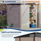 4x8 FT Metal Outdoor Lean to Storage Shed, Lean to Garden Shed Utility Tool Shed, Heavy-Duty Outdoor Metal Wall Side Storage Sheds