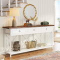Tribesigns 70.8" Console Table with 3 Drawers, Farmhouse Entryway Table with Storage Shelf, Narrow Long Sofa Foyer Table for Entryway, Hallway (White/Brown)
