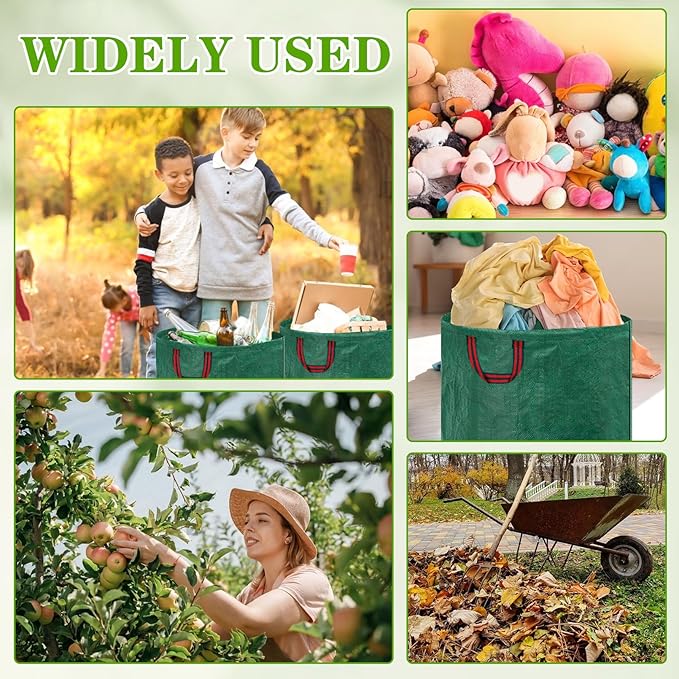 Reusable Yard Waste Bags, 72 Gallons Leaf Bags with Reinforced Handles,Heavy Duty Garden Waste Bag,Collapsible Trash Bag for Lawn Debris Leaves Grass Clippings(3 Packs)