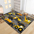 Construction Rugs for Boys Room Play Rug for Cars and Trucks Car Rug Play Mat Kids Rugs for Playroom Car Rug for Boys Room Construction Decor for Boys Room,Grey 4'×5'