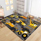 Construction Rugs for Boys Room Play Rug for Cars and Trucks Car Rug Play Mat Kids Rugs for Playroom Car Rug for Boys Room Construction Decor for Boys Room,Grey 5'×7'