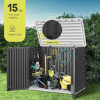 YITAHOME Outdoor Resin Storage Sheds with X-Shaped Lockable Door, 39 in Height Lockable Waterproof Horizontal Shed w/o Shelf, Easy to Assemble Shed Storage for Garden Tools, Dark Gray