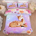 NINENINE Cute Deer Bedding for Girls Kawaii Deer Comforter Sets for Girls,Pink Deer Bedding Twin Bedding Set for Kids Girls,Watercolor Wildlife Comforter with 1 Comforter 1 Pillowcase…