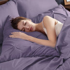 Bedsure Grayish Purple King Size Comforter Set - Bedding Set King 7 Pieces, Pintuck Bed in a Bag Green Bed Set with Comforter, Sheets, Pillowcases & Shams