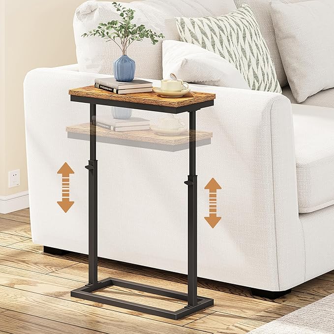 TUTOTAK End Table, Side Table, Tall Couch Table, Sofa Table, Living Room, Bedroom, Brown TB01BB083