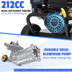 Gas Pressure Washer 3600PSI 2.3 GPM 212CC High Pressure Washers, 30FT Hose with Reel, Built-in Soap Tank, 5 Quick-Connect Nozzles, Axial Pump, Heavy Duty Gas Power Washer for Cars Driveways