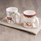 Maison d' Hermine Coffee Mug with Handles Tea Cups (15 Ounce, Pack of 2) | Fine Bone China Coffee Mugs for Hot Beverages Cappuccino Latte Home Restaurant Hotel Spring Summer -Christmas Tradition