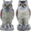 Hedoc 2 Pack Fake Owl Decoys to Scare Birds Away, Great Horned Owl Bird Deterrents, Nature Scarecrow Plastic Pest Repellent, Garden Decor and Yard Decoration for Gardens and Rooftops