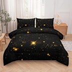 Tailor Shop Glitter Comforter Sets Queen Size Black and Glod Comforter Sets for Kids Boys Teens Star Glitter Bedding Sets Twinkle Starlight Comforter Sets with 1 Comforter 1 Pillowcases