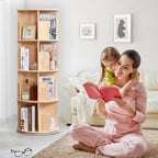 4 Tier Rotating Bookshelf 360 Display, Spinning Bookshelf Tower for Kids, Side Table, Floor Standing Bookcase Dtorage Rack, Circular Bookshelf Rotating for Living Room Study Room Office