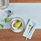 Solino Home Linen Ice Water Table Runner 48 Inches - 100% Pure Linen Farmhouse Short Table Runner 14 x 48 Inch Ideal for Dresser and Coffee Tables - Fete