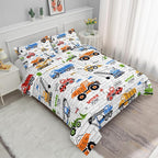 Axolotl Construction Comforter Set Twin,Excavator Bedding Set,Construction Vehicles Comforter Set,Excavator Comforter,Excavator Tractor Trucks Bedding Set for Kids Boys Teens,1 Quilt 2 Pillowcases