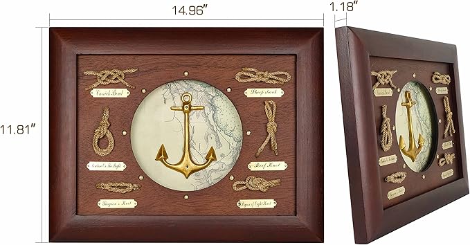 SAILINGSTORY Nautical Wall Decor Knot Board Frame Maritime Decor Coastal Anchor Decor