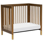 babyletto Gelato 4-in-1 Convertible Mini Crib in Natural Walnut and Brushed Gold Feet, Greenguard Gold Certified