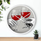 Mozingo ~ Wine Clock for Kitchen Bar Wall It's Wine O'clock Silent Time Gift Home Decor Made In USA, 10" (Hour Marks - None, Clock Frame Color - White, Wine Theme #04)