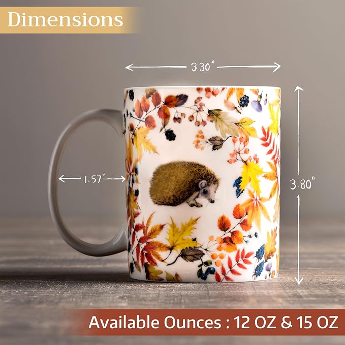 Maison d' Hermine Coffee Mug with Handles Tea Cups (15 Ounce, Pack of 2) | Fine Bone China Coffee Mugs for Hot Beverages Cappuccino Latte Home Restaurant Hotel Spring Summer -Sous-Bois
