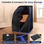 SereneLife Portable Sauna Box for Home, Infrared Sauna Tent with Heated Foot Pad and Folding Chair, Remote Control In-Home Spa, 38" x 32” - (Black)