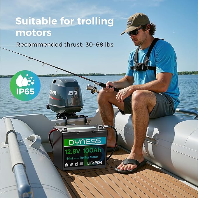 12V 100Ah LiFePO4 Battery Mini TM, BCI Group 24, 12V 100Ah Lithium Battery with Low-Temp Protection Built-in 100A BMS, 12.8V Deep Cycles Battery, Perfect for Trolling Motor, RVs, Boat, Marine