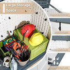 Devoko Resin Outdoor Storage Shed, 34 Cu Ft Outdoor Storage Cabinet Without Shelf, Waterproof, Double Locks, Resin Storage for Trash Can, Garden Tools, Pool Supplies (Beige)