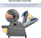 Patio Furniture Sets 3 Piece Outdoor, PE Wicker Rattan 2-Person ConversationSets with Adjustable Backrest Recliner Lounge Chairs and Coffee Table, Comforty Cushions, for Lawn Balcony, Gray
