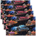 Feelyou Train Placemats Set of 4 12x18 Inch Colorful Steam Engine Table Mats for Party Kitchen Dining Decoration Holiday Seasonal Train Transportation Place Mat for Dinner Table Indoor Outdoor Decor