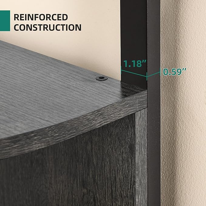 YITAHOME 6-Tier Corner Shelf, 68.8" Tall Industrial Free Standing Corner Bookshelf, 6 Shelf Display Corner Bookcase Open Small Book Shelves for Bedroom, Living Room, Small Space, Charcoal Gray + Black