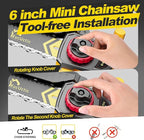 Cordless Electric Chainsaw, 6-Inch Mini Chainsaw 21V with 1 Battery, Battery-Powered Handheld Saw for Tree Trimming & Garden Maintenance