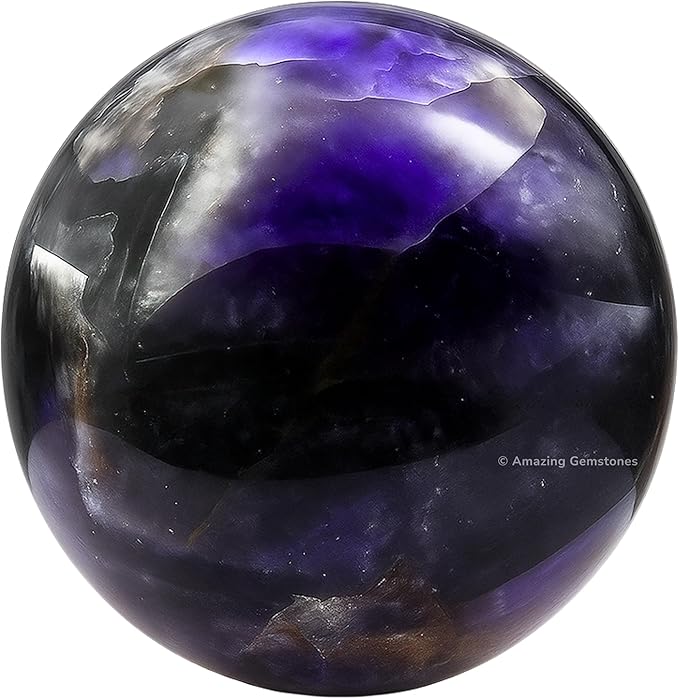 Amazing Gemstone Amethyst Chevron Crystal Ball with Stand - 2" Inches Crystal Sphere Meditation Balls for Witchcraft and Decorative Balls