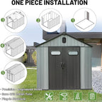 8X8FT Outdoor Resin Storage Shed, Waterproof Plastic Garden Shed with Lockable Door, Windows & Vents, Outside Storage Tool Shed for Patio Furniture, Lawn Mower, Bike