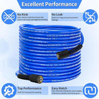 Pressure Power Washer Hose 50 FT x 1/4", Super Flexible Kink Resistant Car Washer Replacement with M22 Fittings & 3/8" Quick Connect Adapters for Ryobi Troy Bilt Flexzilla Greenworks & More, 4200PSI