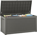 260 Gallon Resin Deck Box, Large Indoor and Outdoor Storage Box, Weatherproof and UV Resistant Outdoor Storage Box with Built-in Steel Beams for Patio Cushions, Pool Supplies