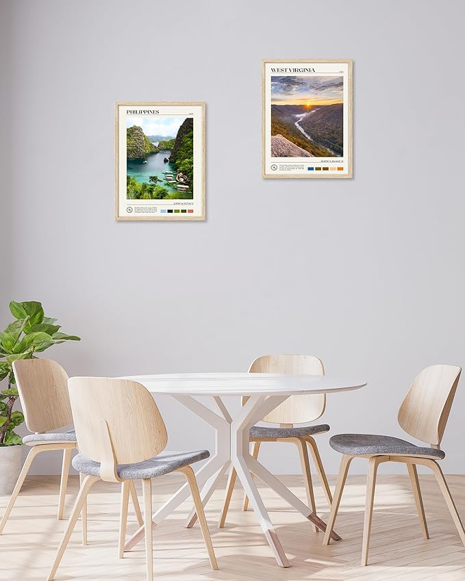 HesenDot Natural OAK Wood Framed Philippines Natural Scenery Wall Art,12x16in Busuanga Island Landscape Canvas Print,Urban Landmark Wall Decor for Living Room,Bedroom,Office Gallery,Set of 1