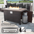 Kullavik 8 Pieces Outdoor Patio Furniture Set with 43" Gas Propane Fire Pit Table PE Wicker Rattan Sectional Sofa Patio Conversation Sets,Grey