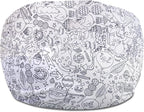 Posh Creations Structured Comfy Bean Bag Chair for Gaming, Reading, and Watching TV, 100in Round Classic Bean Bag, Canvas Coloring Fabric - Creatures