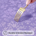 Smiry Rectangle Waterproof Heavy Duty Vinyl Tablecloths, 60 x 84 Inch | Wipeable Washable Floral Embossed Table Cover for Kitchen and Dining Room, Indoor & Outdoor Use, Purple