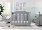 Delta Children Lancaster 4-in-1 Convertible Baby Crib, Grey + Serta Perfect Slumber Dual Sided Recycled Fiber Core Crib and Toddler Mattress (Bundle)