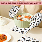 Cute Dachshund Dog Heat-Resistant Silicone Oven Mitts and Pot Holders 4 Piece Set,Extra Long Non-Slip Kitchen Oven Gloves for Cooking, Baking, BBQ,Grilling