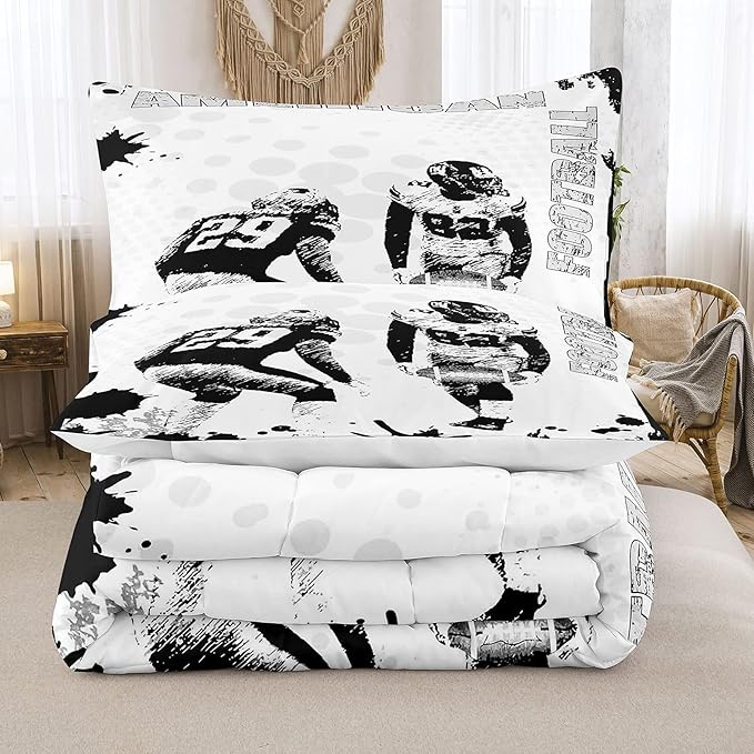 Bodhi Football Comforter Set Twin for Boys Kids American Football Bedding Set Sport Football Player Comforter,American Football Comforter with Pillowcase,Football Quilt,Twin Size #4002