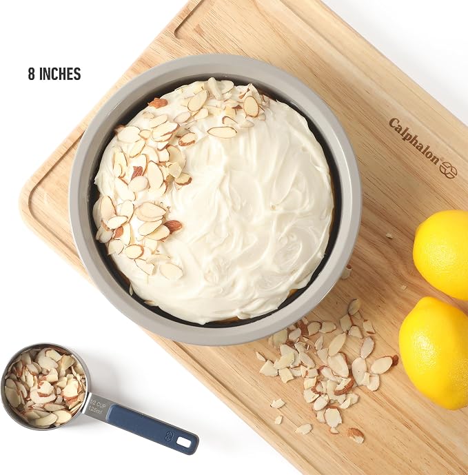 Calphalon Legacy 8 Inch Round Cake Pan, PFA Free Nonstick Bread Pan Bakeware, Heavy Gauge Steel Baking Dish for Even Heating, Oven Safe Round Baking Pan for Cakes, Brownies, Bread