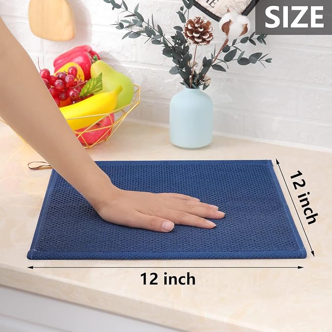 Homaxy 100% Cotton Waffle Weave Kitchen Dish Cloths 18-Pack, Navy Blue | 12 x 12 Inches, Ultra Soft Absorbent Dish Towels, Quick Drying Dish Rags with Hanging Loop