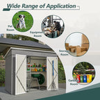 4'x8' Metal Shed Outdoor Storage Shed,Metal Steel Utility Tool Shed Storage House with Double Lockable Doors and Air Vent for Backyard Garden Patio Lawn Gray
