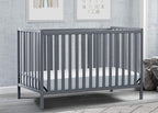Delta Children Heartland 4-in-1 Convertible Crib, Charcoal Grey + Delta Children Twinkle Galaxy Dual Sided Recycled Fiber Core Crib and Toddler Mattress (Bundle)