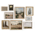 Vintage Landscape Wall Art - Set 9 French Country Vintage Antique Warm Aesthetic Gallery Wall Art, Sketch Poster Farmhouse Wall Decor Vintage Prints Wall Decor, Country Wall Art(11X14 IN UNFRAMED)