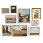 Vintage Landscape Wall Art - Set 9 French Country Vintage Antique Warm Aesthetic Gallery Wall Art, Sketch Poster Farmhouse Wall Decor Vintage Prints Wall Decor, Country Wall Art(11X14 IN UNFRAMED)