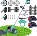 Weed Wacker Cordless Adjustable Weed Eaters 3 in 1 Electric String Trimmer Lawn with Two Battery with Charger Comes with Multiple Blades for Yard,Green,Garden(Sky Blue)