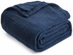 EMME Muslin Baby Blankets 100% Cotton 4-Layer Swaddle 40"x50" Lightweight Soft Breathable for Toddler, Infant, Newborn All Season Gauze Blanket, Navy Blue