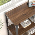 FOLUBAN Small Bookshelf, 3 Tier Rustic Book Shelf with Storage, Industrial Low Short Bookcases for Office, Bedroom and Living Room, Rustic Walnut